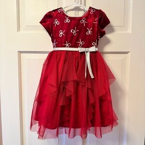 Jona Michelle Red Velvet Dress with Gold Trim